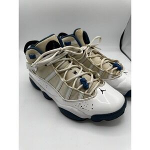 Air Jordan 6 Rings White Blue Mens Basketball Shoes Sneakers Size 9 EUC SB10